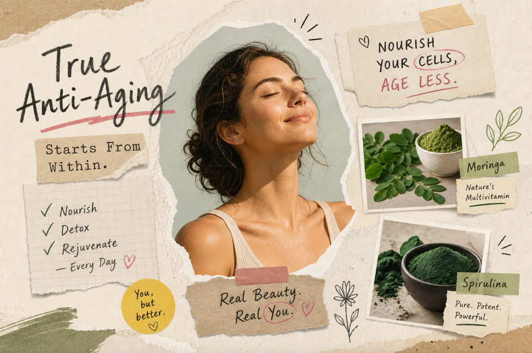 Why Anti-Aging is 100% internal- Start With Moringa & Spirulina